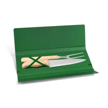 Kit Facas Personalizados Madeira / Inox 3 Peças SMPB-35066 Brindes Personalizados