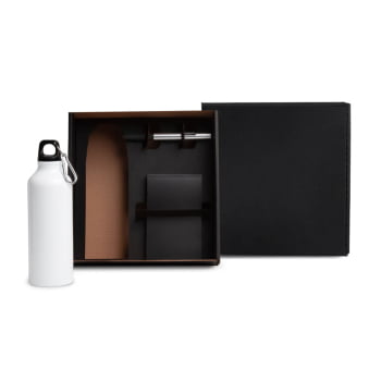 Kit Garrafa Caneta e Bloco 3 Peças SMKT-90352 Brindes Personalizados