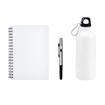Kit Garrafa Caneta e Caderno 3 Peças SMKT-90353 Brindes Personalizados