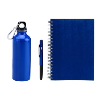 Kit Garrafa Caneta e Caderno 3 Peças SMKT-90354 Brinde Personalizado