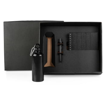 Kit Garrafa Caneta e Caderno 3 Peças SMKT-9041S Brindes Personalizados