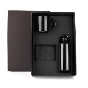 Kit Garrafa Caneta e Caderno 3 Peças SMKT-9042F Brinde Personalizado