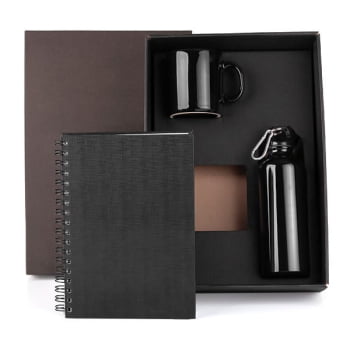 Kit Garrafa Caneta e Caderno 3 Peças SMKT-9042F Brinde Personalizado