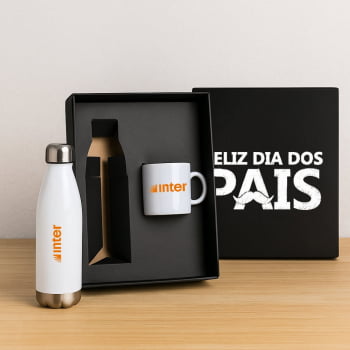 Brinde Presente Dia dos Pais Personalizado Kit Garrafa e Caneca 2 Peças SMKT-90275-PAI