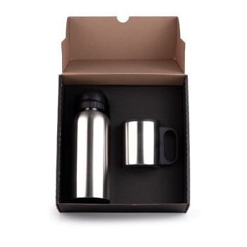 Kit Garrafa e Caneca 2 Peças 600 ML / 180 ML SMIX-01611 Brinde Personalizado