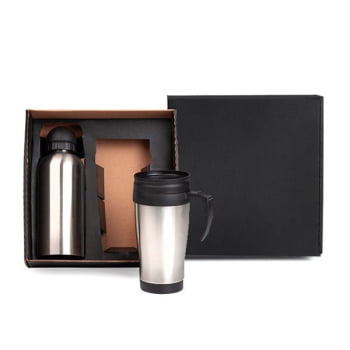 Kit Garrafa e Caneca 2 Peças 600 ML / 410 ML SMIX-41601 Brinde Personalizado