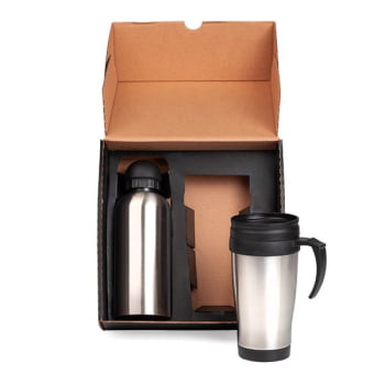Kit Garrafa e Caneca 2 Peças 600 ML / 410 ML SMIX-41601 Brinde Personalizado