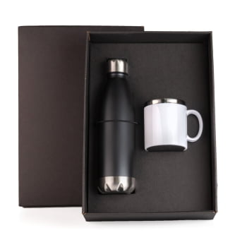 Kit Garrafa e Caneca 2 Peças SMKT-9039D Brinde Personalizado