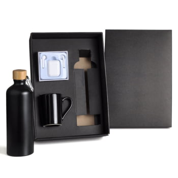 Kit Garrafa e Acessórios Personalizado 3 Peças Fone Bluetooth SMKT-90286 Brindes Personalizado
