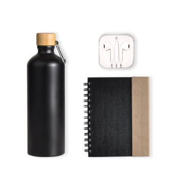 Kit Garrafa e Acessórios Personalizado 4 Peças Fone de Ouvido SMKT-90284 Brindes Personalizado