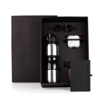 Kit Garrafa e Acessórios Personalizado 4 Peças SMKT-9041K Brindes Personalizado