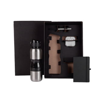 Kit Garrafa e Acessórios Personalizado 4 Peças SMKT-9044H Brinde Personalizado