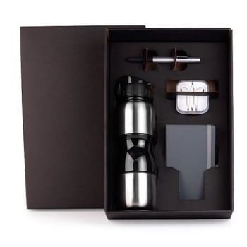 Kit Garrafa e Acessórios Personalizado 4 Peças SMKT-9044M Brindes Personalizado