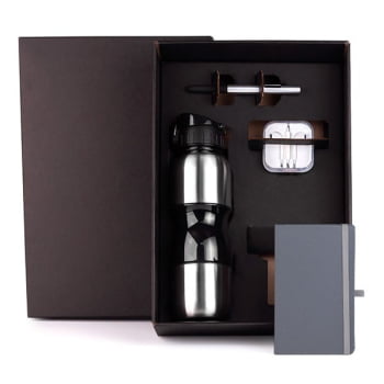 Kit Garrafa e Acessórios Personalizado 4 Peças SMKT-9044M Brindes Personalizado
