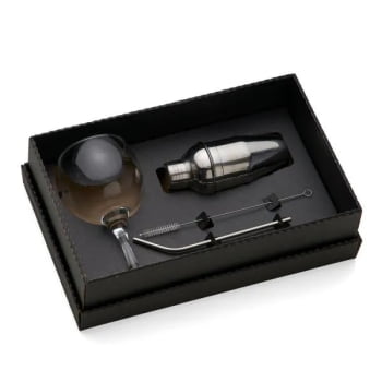 Kit Gin Personalizado Vidro / Inox 4 Peças SMKT-90195 Brinde Personalizado