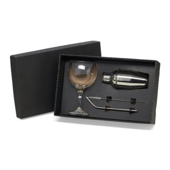 Kit Gin Personalizado Vidro / Inox 4 Peças SMKT-90195 Brinde Personalizado