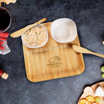 Kit Petisco Personalizado Bambu 5 Peças SMPD-00573 Brinde Personalizado