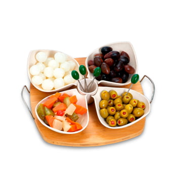 Kit Petisco Personalizado Bambu e Inox 10 Peças SMPD-03323 Brinde Personalizado