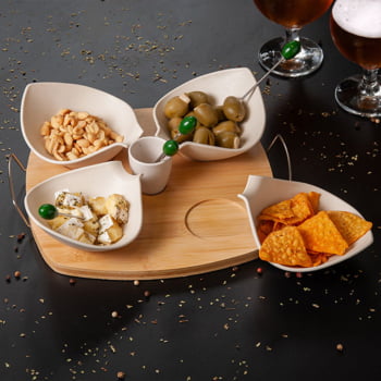 Kit Petisco Personalizado Bambu e Inox 10 Peças SMPD-03323 Brinde Personalizado