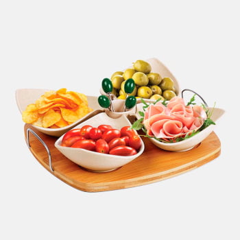 Kit Petisco Personalizado Bambu e Inox 10 Peças SMPD-03323 Brinde Personalizado