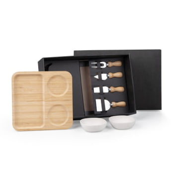 Kit Petisco Personalizado Bambu e Inox 7 Peças SMKT-90199 Brindes Personalizados