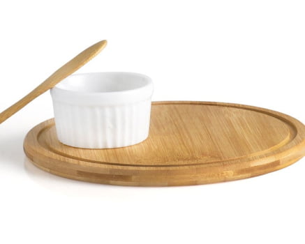 Kit Petisco Personalizado Bambu e Porcelana 3 Peças SMPD-15303 Brindes Personalizados