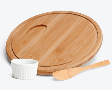 Kit Petisco Personalizado Bambu e Porcelana 3 Peças SMPD-15303 Brindes Personalizados