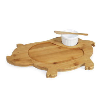 Kit Petisco Personalizado Bambu e Porcelana 3 Peças SMPD-40333 Brinde Personalizado