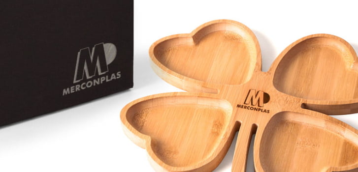 Kit Petisco Personalizado Bambu e Porcelana 5 Peças SMKT-90031 Brindes Personalizados