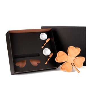 Kit Petisco Personalizado Bambu e Porcelana 5 Peças SMKT-90031 Brindes Personalizados