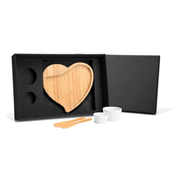 Kit Petisco Personalizado Bambu e Porcelana 5 Peças SMKT-90043 Brindes Personalizados
