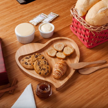 Kit Petisco Personalizado Bambu e Porcelana 5 Peças SMKT-90043 Brindes Personalizados