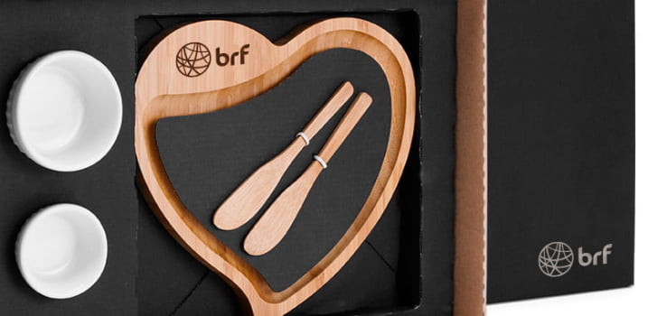 Kit Petisco Personalizado Bambu e Porcelana 5 Peças SMKT-90043 Brindes Personalizados