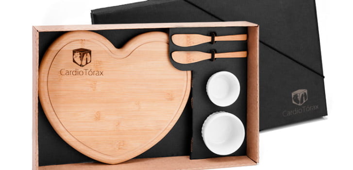 Kit Petisco Personalizado Bambu e Porcelana 5 Peças SMKT-90060 Brinde Personalizado