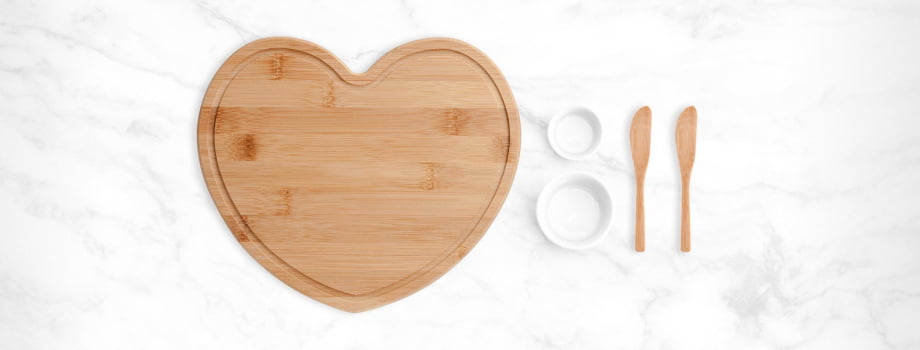 Kit Petisco Personalizado Bambu e Porcelana 5 Peças SMKT-90060 Brinde Personalizado