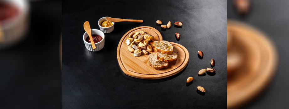 Kit Petisco Personalizado Bambu e Porcelana 5 Peças SMKT-90060 Brinde Personalizado