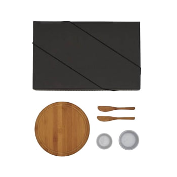 Kit Petisco Personalizado Bambu e Porcelana 5 Peças SMKT-90087 Brindes Personalizados