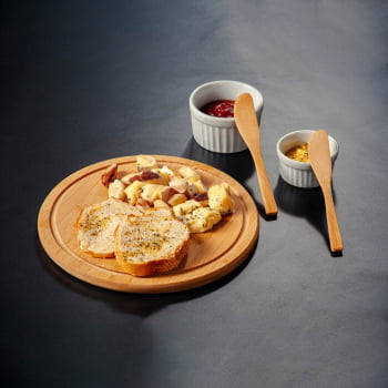 Kit Petisco Personalizado Bambu e Porcelana 5 Peças SMKT-90087 Brindes Personalizados