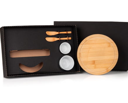 Kit Petisco Personalizado Bambu e Porcelana 5 Peças SMKT-90087 Brindes Personalizados