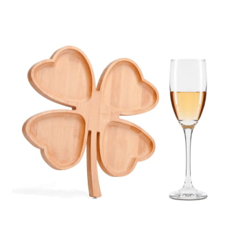 Kit Petisco Personalizado Bambu e Vidro 2 Peças SMKT-90018 Brinde Personalizado