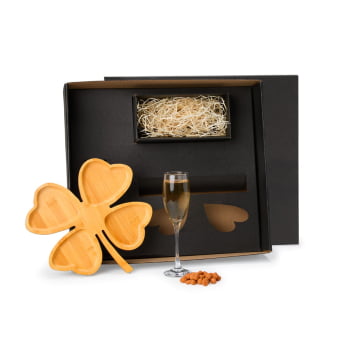 Kit Petisco Personalizado Bambu e Vidro 2 Peças SMKT-90018 Brinde Personalizado