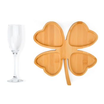 Kit Petisco Personalizado Bambu e Vidro 2 Peças SMKT-90018 Brinde Personalizado