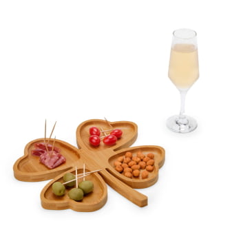 Kit Petisco Personalizado Bambu e Vidro 2 Peças SMKT-90018 Brinde Personalizado