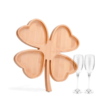 Kit Petisco Personalizado Bambu e Vidro 3 Peças SMKT-90005 Brindes Personalizados