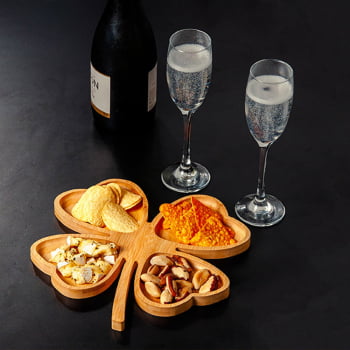 Kit Petisco Personalizado Bambu e Vidro 3 Peças SMKT-90005 Brindes Personalizados