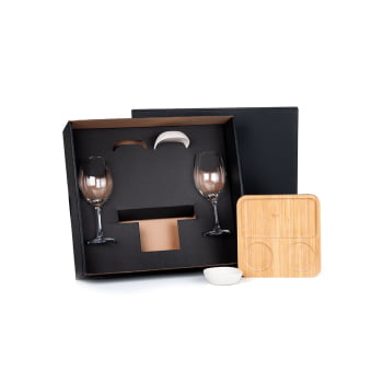 Kit Petisco Personalizado Bambu e Vidro 5 Peças SMKT-9020H Brindes Personalizados