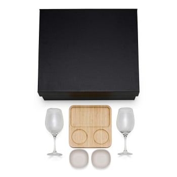 Kit Petisco Personalizado Bambu e Vidro 5 Peças SMKT-9020H Brindes Personalizados