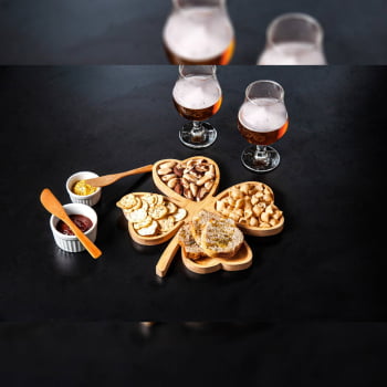 Kit Petisco Personalizado Bambu e Vidro 7 Peças SMKT-90033 Brinde Personalizado