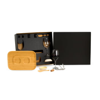 Kit Petisco Personalizado Bambu e Vidro 8 Peças SMKT-90471 Brinde Personalizado