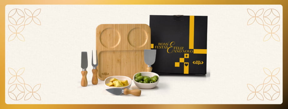 Kit Petisco Personalizado Bambu / Fibra de Bambu 7 Peças SMKT-9033L Brinde Personalizado